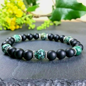 Bracelet Turquoise Stones from Africa Matte Agate Tibet Lithotherapy