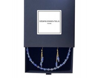 Necklace - Bracelet - Sleeper Set Semi-precious Natural Fine Stones Aventurine ideal Valentine's Day gift