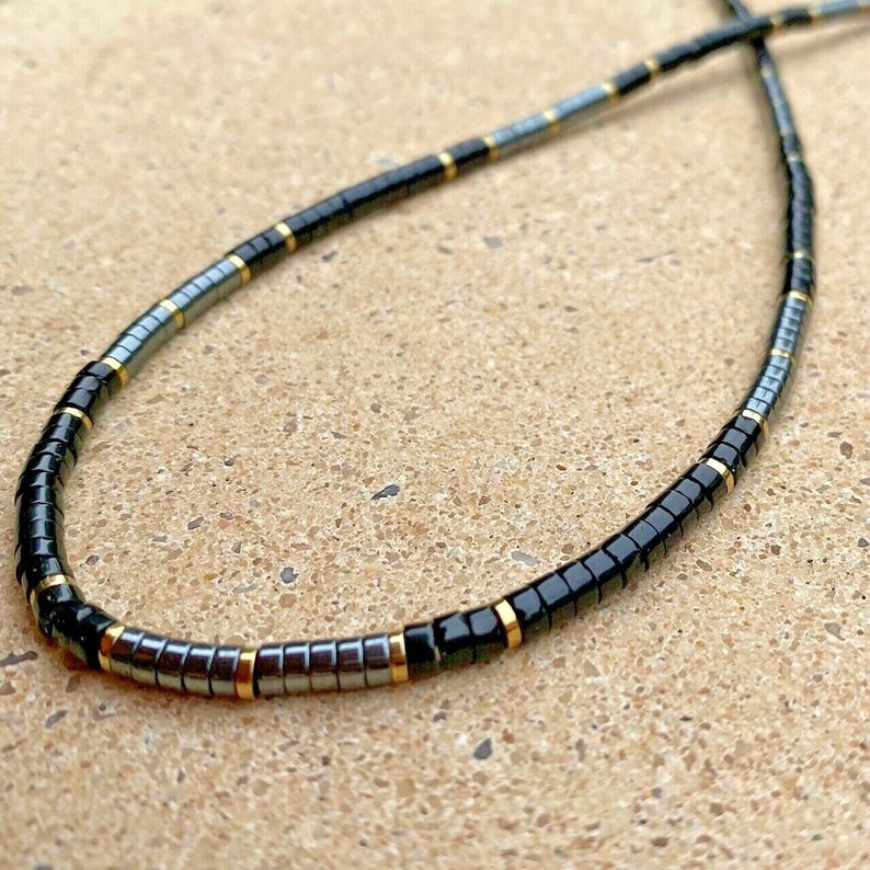 Collier Perles Heishi Pierre Homme Femme[J5409] œil De Tigre Marron