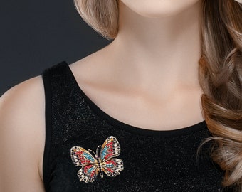 Broche Papillon strass multicolore idéal cadeaux st Valentin Mariage Pin strassinge Diamante  Vintage