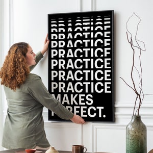 Poster Practices Makes Excellent, inspirerende quote-kunst (digitale download)