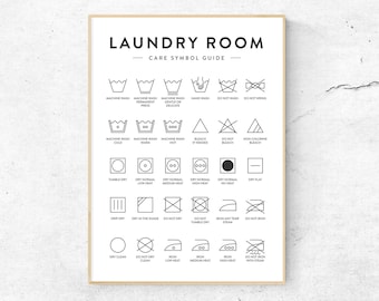 Laundry Room Symbols Art Print: Washing Guide Poster (Digital Download)