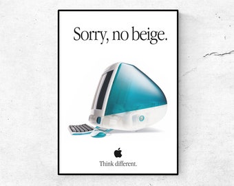 Apple iMac G3 Poster Print. Apple Sorry, no Beige Poster. Vintage Apple iMac G3 Ads Poster. APPLE Macintosh G3 Poster. Gift For Apple Lovers