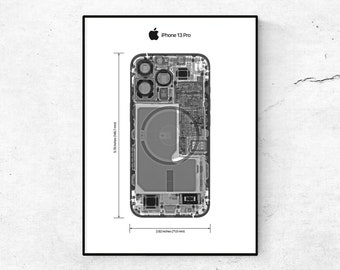 iPhone 13 Pro X-Ray Art Print, Apple Fan Gift (Digital Download)