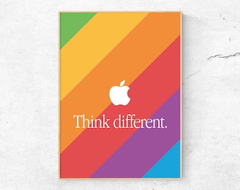 Apple Think Different ポスター：レトロレインボーロゴ（デジタル