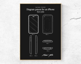 Patent for an iPhone Poster. Apple iPhone Patent Poster. Apple iPhone Vintage Poster. Nostalgic Gift for Apple Lover. Gift for iPhone User