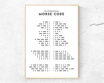 Morse Code Chart Poster: Typographisches Alphabet in Englisch (Digitaler Download)