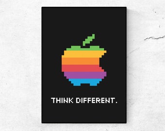 8-bit Apple Logo Poster: Retro Tech Art (digital Download) - Etsy
