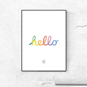 Apfel Hallo Poster. Mac Hello Logo Poster. Farbenfrohes Hello Poster. Apple Hello Logo Poster. Geschenk für Apfel Liebhaber. Büro Dekor, Home Decor.