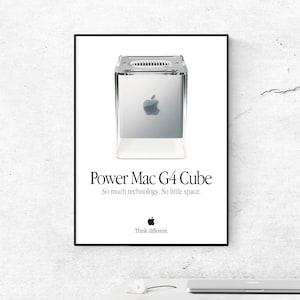 Póster del Apple Power Mac G4 Cube. Impresión de anuncios del Apple Power Mac G4 Cube. Póster vintage de anuncios de Apple Mac. Póster vintage de Apple. Regalo para los amantes de Apple.