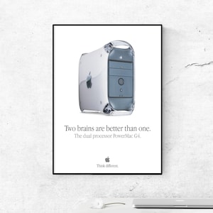 MacBook本体 PowerMac G4 & Chinema Display Poster Apple Power Mac G4 Cube Ad Poster: Vintage Mac Print (digital