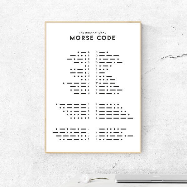 Morse Code Poster. International Morse Code Poster. Typographic Art Wall Print. Phonetic NATO Alphabet Morse Code Chart. Office Home Decor.