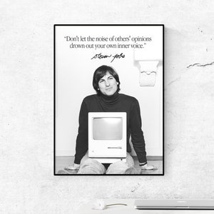 Poster con citazione di Steve Jobs. Non lasciare che il rumore delle opinioni altrui soffochi la tua voce interiore. Poster con citazione di Steve Jobs, decorazione da parete per ufficio