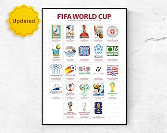 WORLD CUP LOGO Poster. World Cup History Poster. World Cup Emblems Printable. World Cup Football Print Art. 2026 World Cup Official Logo.