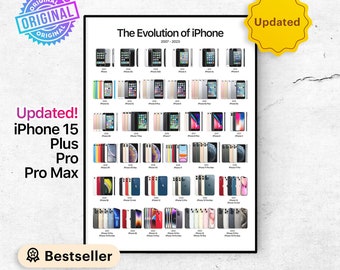 Evolution of Apple iPhone Poster. All iPhone Models Digital Printable Poster. Gift Guide for Apple Fans. Apple Wall Art Print. Office Decor.