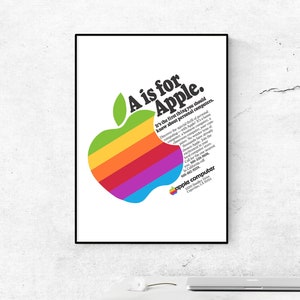 Vintage Retro Apple Poster Apple Mac Art Digital Prints Vintage Retro Apple Poster Apple Mac Art Digital Prints