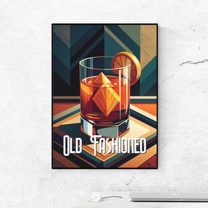 Altmodisches Cocktail Art-Deco-Poster - Art-Deco-Cocktaildruck - Vintage-Cocktaildekor - Cocktailparty-Dekoration - Geschenk für Cocktailliebhaber