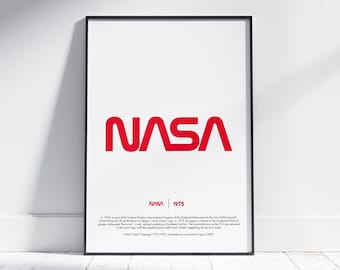 NASA Worm Logo Poster: Retro 1970s Logotype (Digital Print)