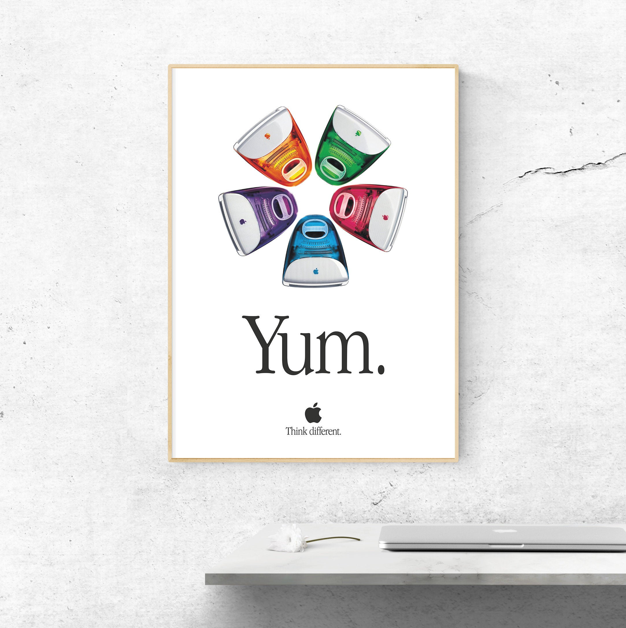 人気メーカー・ブランド 'YUM' Apple Poster Vintage Poster. YUM APPLE Retro Print. ポスター