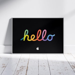 Apple Hello Logo Poster. Apple Hello Poster. Colorful Hello Poster. Apple Hello Logo Poster. Gift for Apple Lovers. Office Decor Home Decor.
