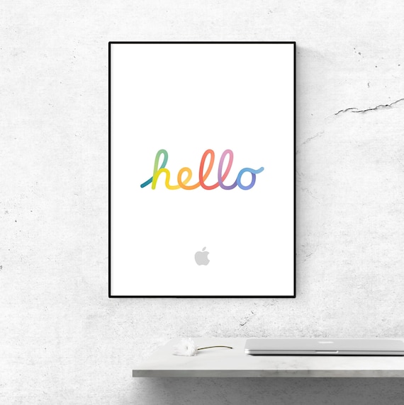 Colorful Apple Hello Logo Poster: Mac Fan Gift (digital Download