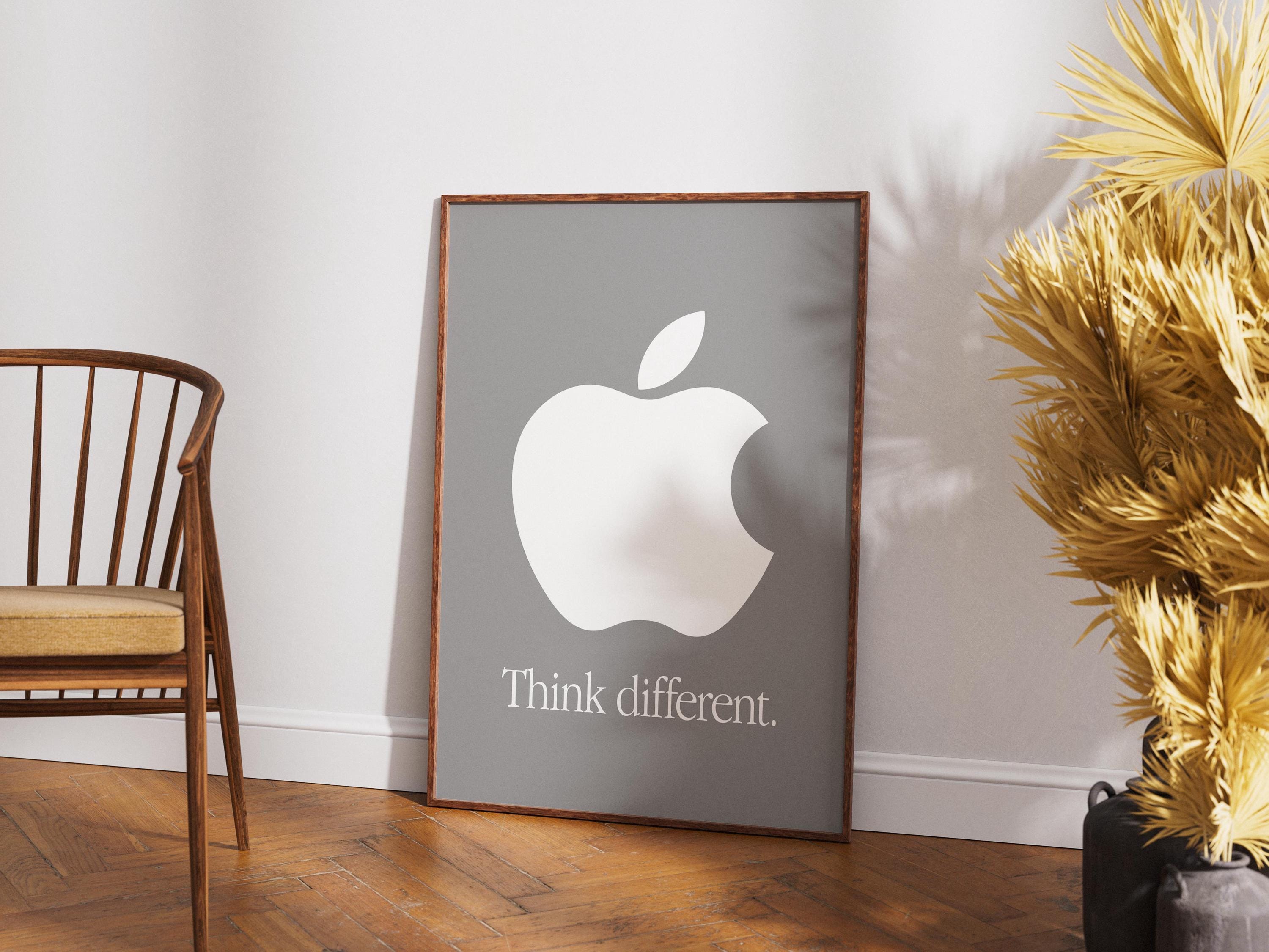 Apple Think Differentポスター：グレーロゴ、ワークスペースの装飾