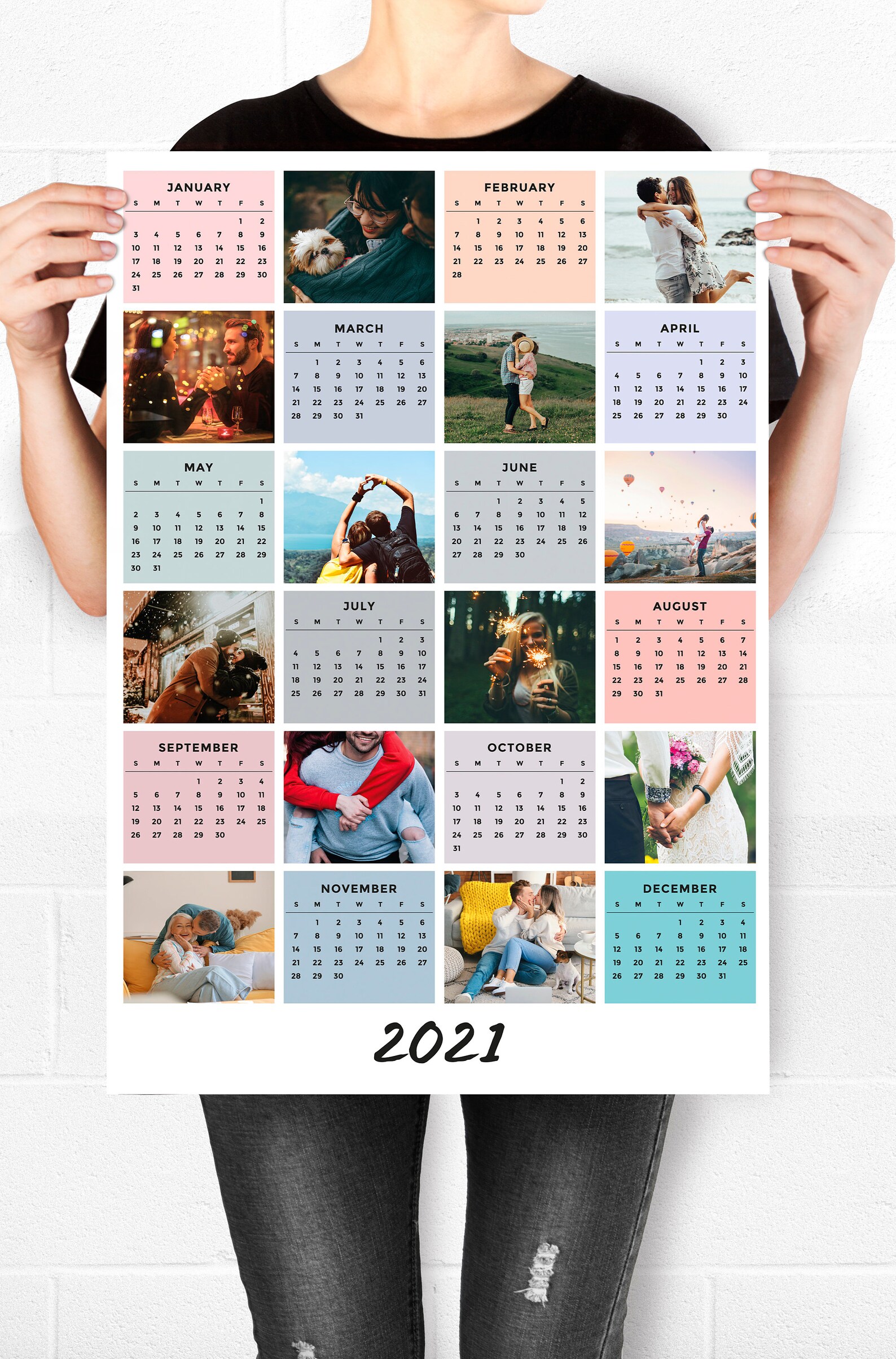 2021 Photo Calendar Personalized Calendar 2021 Custom Etsy