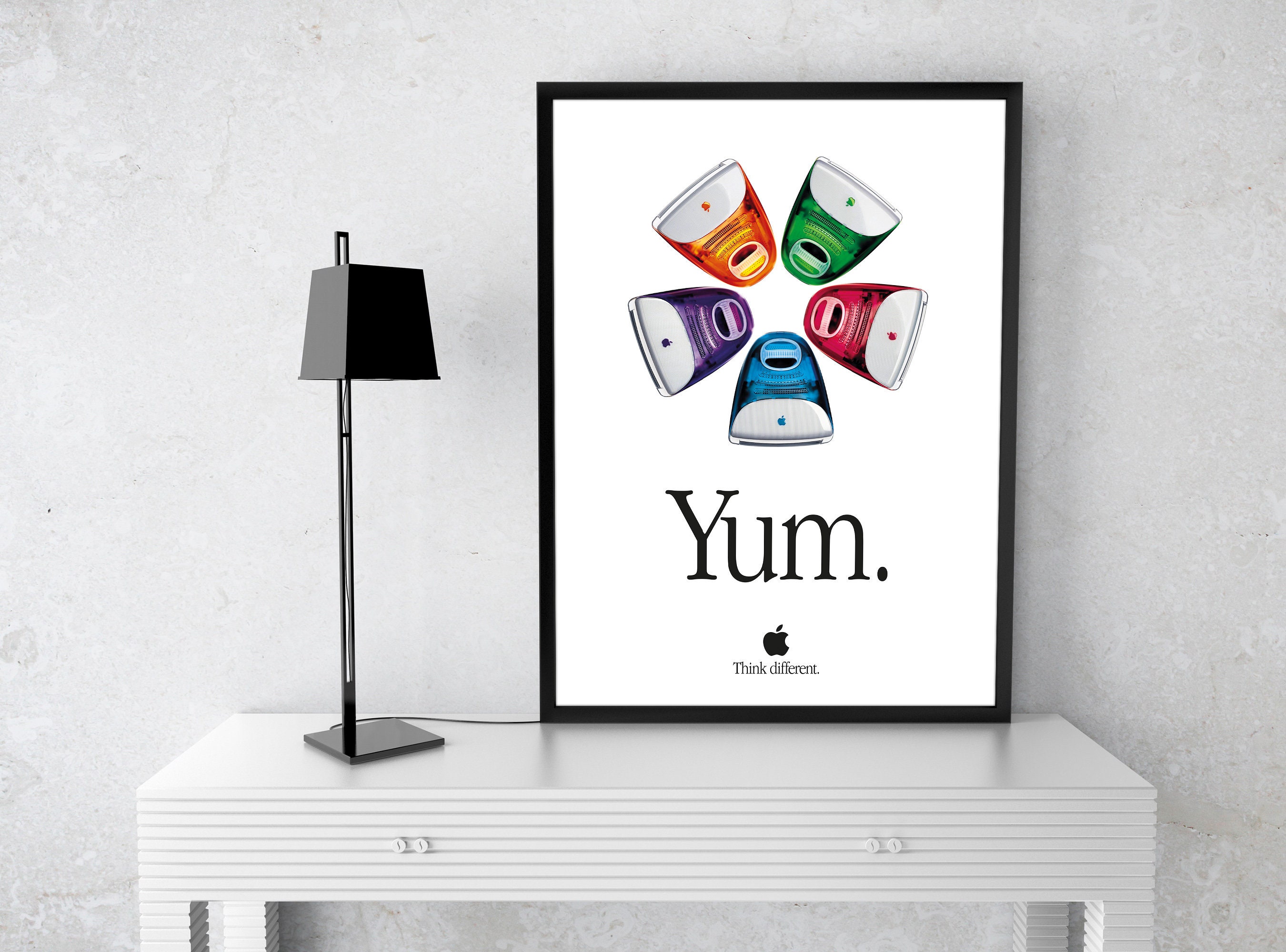 Apple 'YUM' Poster Print. Retro APPLE YUM Poster. Vintage