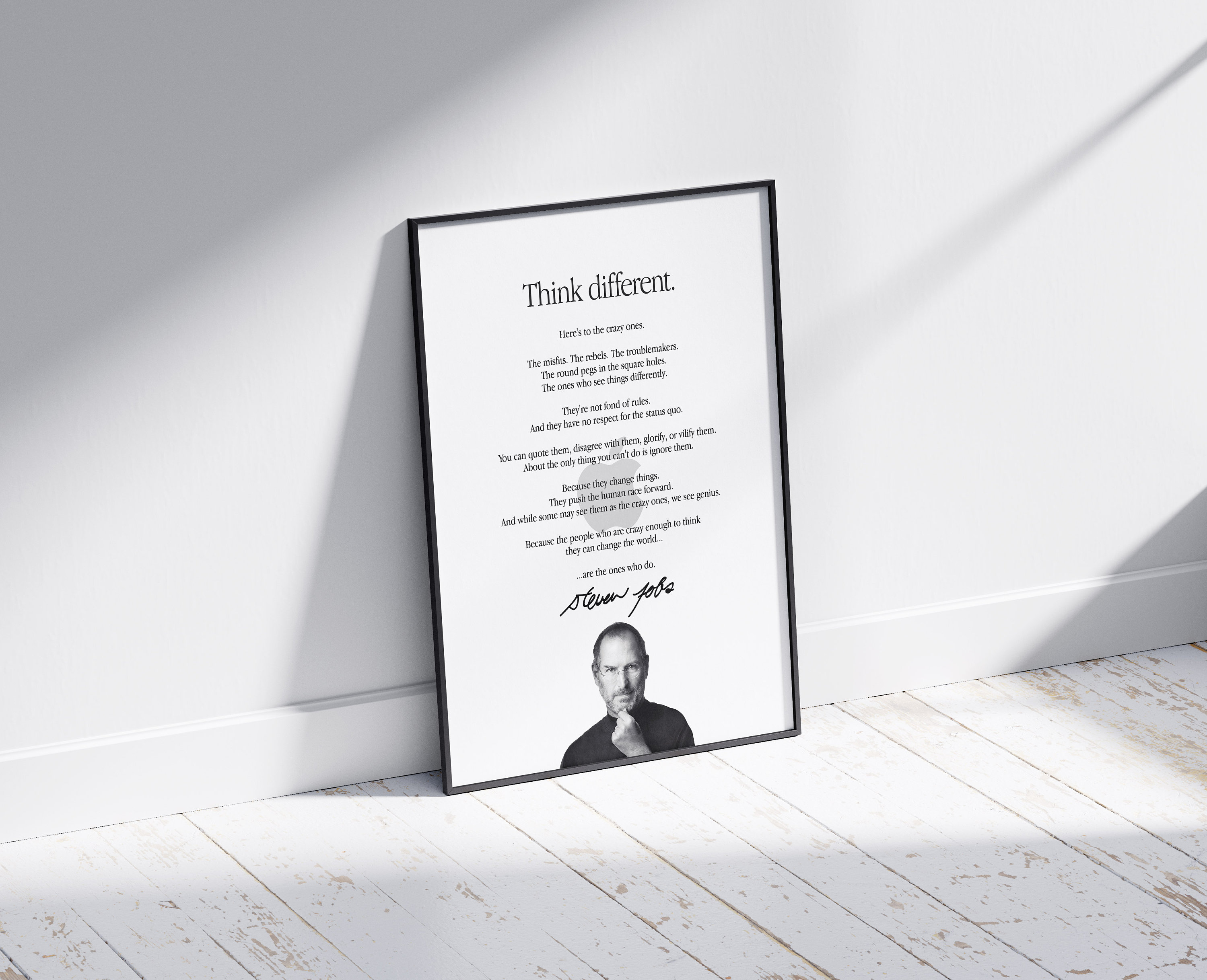 スティーブ・ジョブズの「Think Different」名言ポスター（デジタル