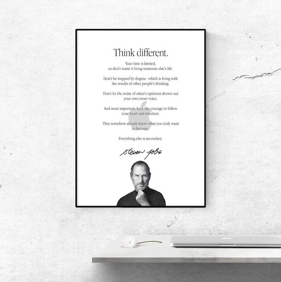 Steve Jobs 'think Different' Quote Poster: Apple Logo Art (digital
