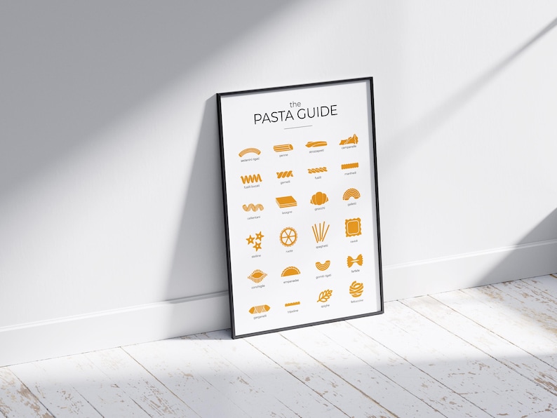 Printable Pasta Chart.pdf Pasta Types Poster | the Pasta Guide Wall Art | Italian Pasta Chart ...