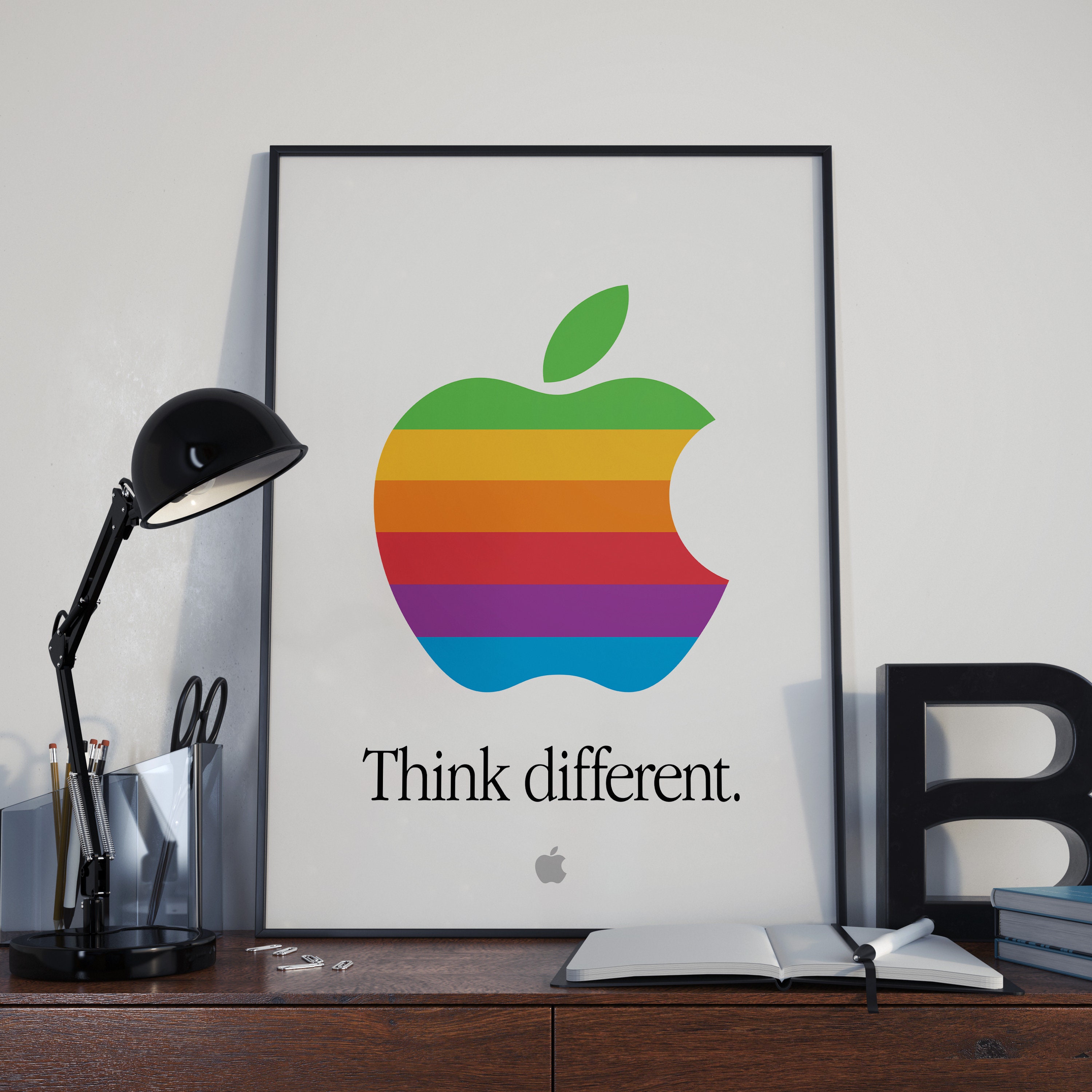 Apple Think Differentポスター。レトロなAppleロゴポスター
