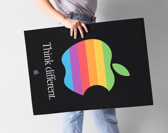 レトロなApple「Think Different」ポスター：レインボーロゴプリント
