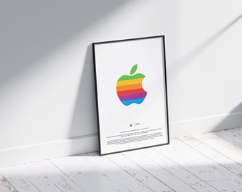 Retro Apple Logo Poster: 1976 Rainbow Decor (digital