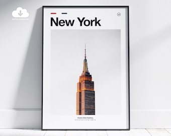 Impression de l'Empire State Building | Architecture minimaliste de New York (téléchargement numérique)