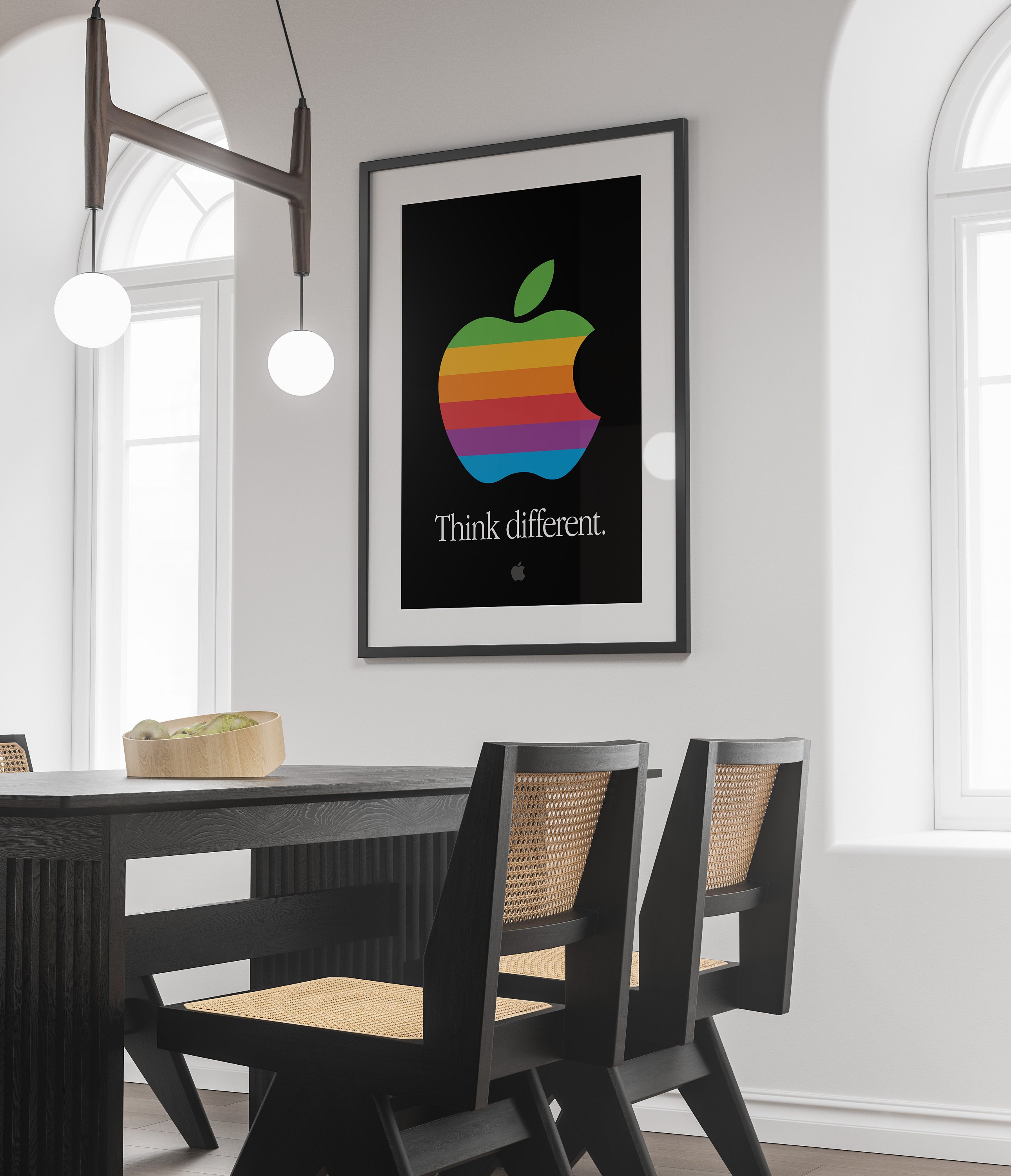 Retro Apple 'think Different' Poster: Rainbow Logo Print (digital