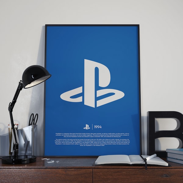 PlayStation-logo poster - PlayStation afdrukbare poster - PS-logo poster - Sony PlayStation-logo digitale print - cadeau voor PlayStation-liefhebber