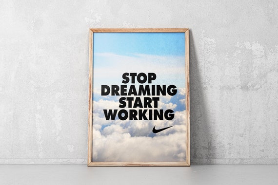 Poster. Stop Start Working Clouded Poster. - Etsy