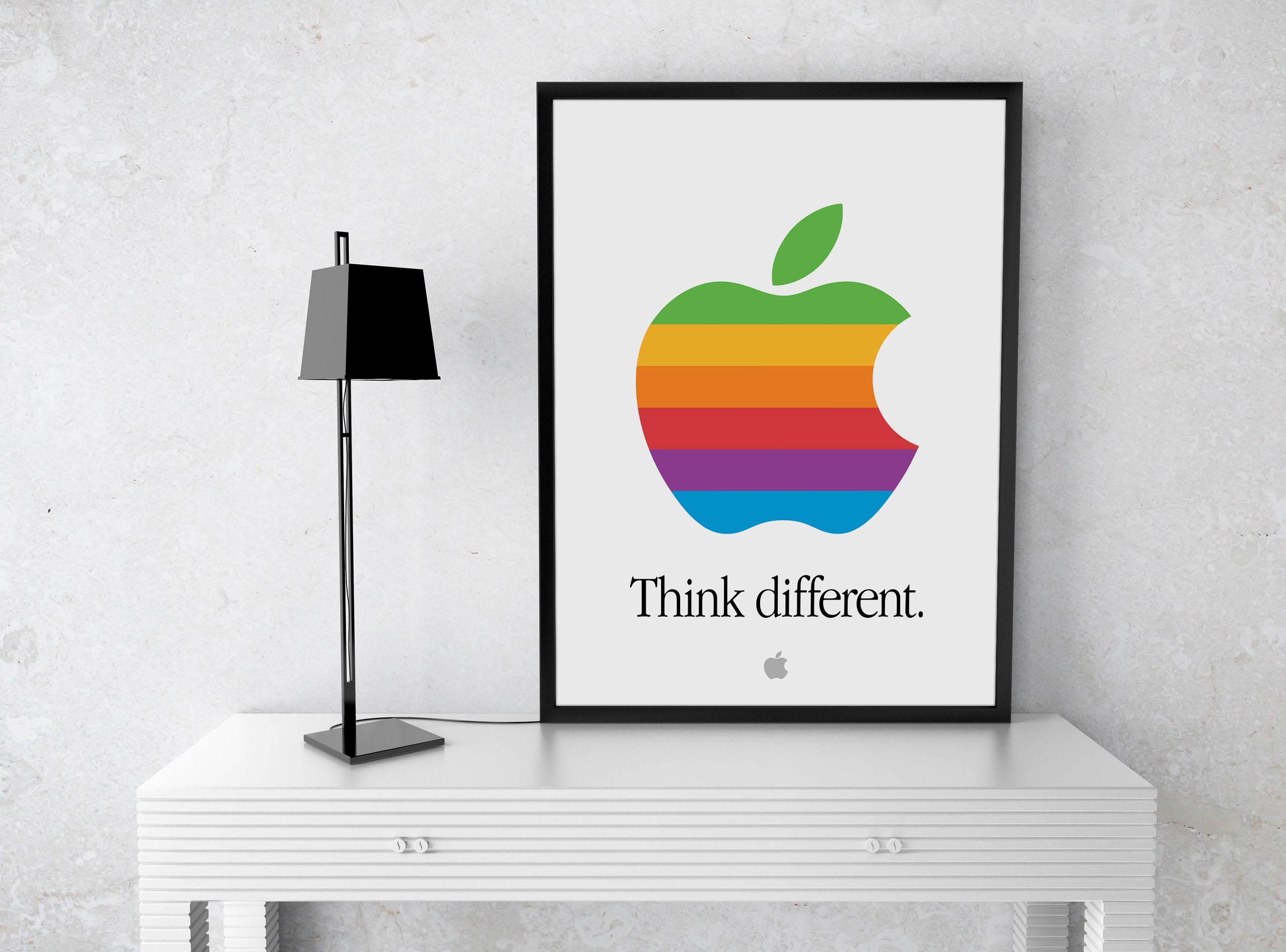 Apple Think Differentポスター。レトロなAppleロゴポスター