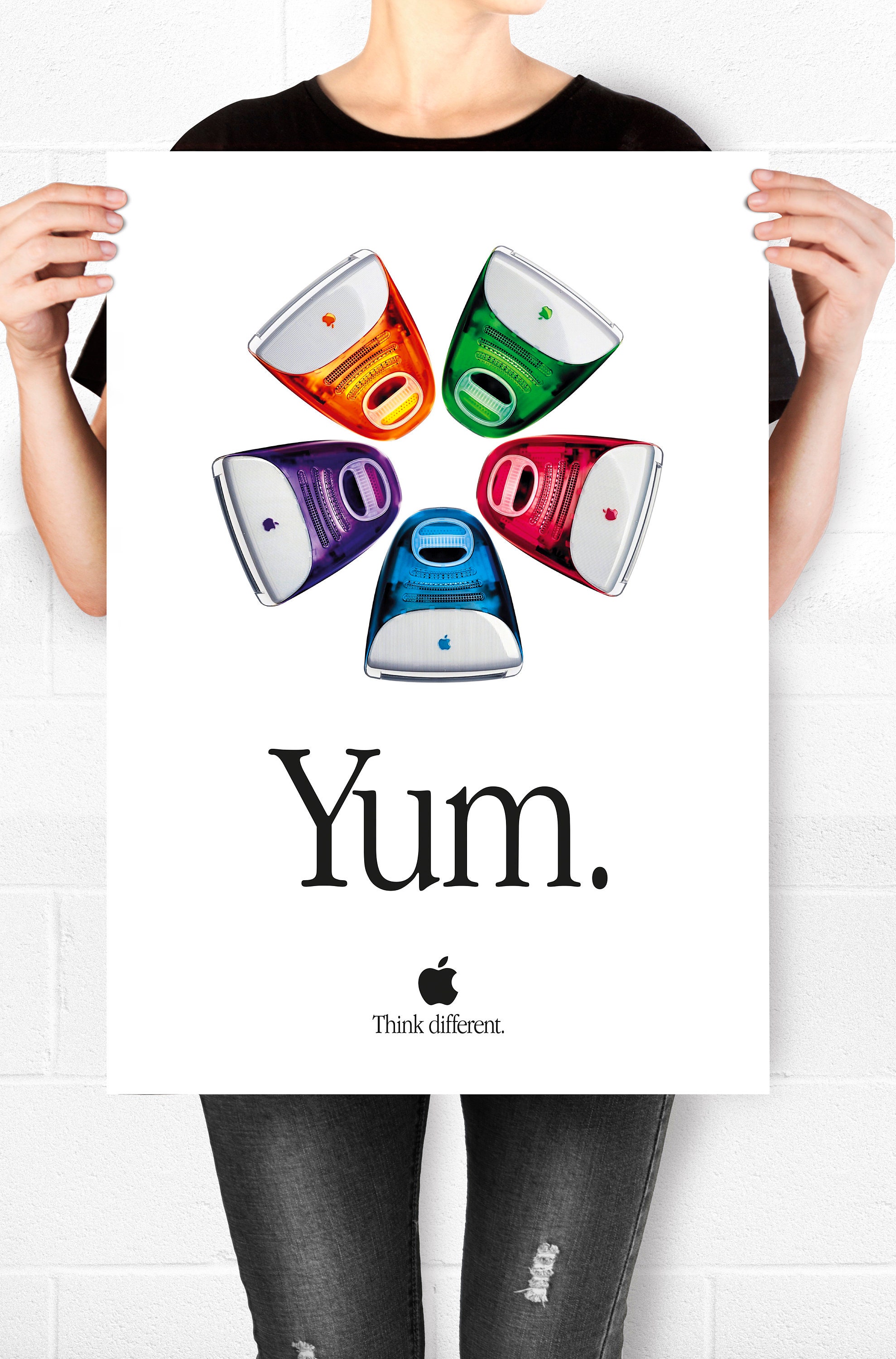 Apple - 激レア Apple 5色 iMac ポスター Apple 'YUM' Poster Print. Retro APPLE YUM Poster. Vintage