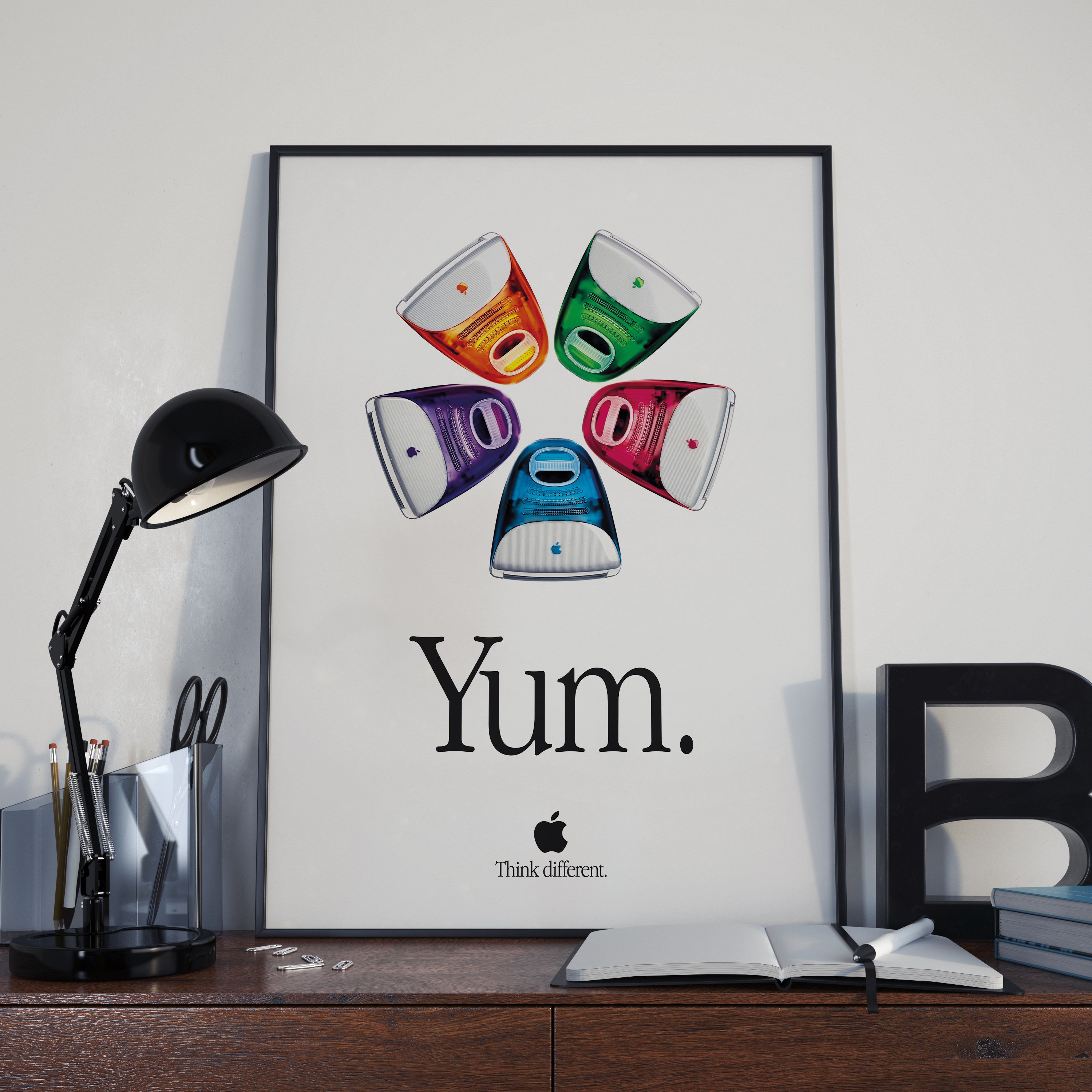 Apple 'YUM' Poster Print. Retro APPLE YUM Poster. Vintage