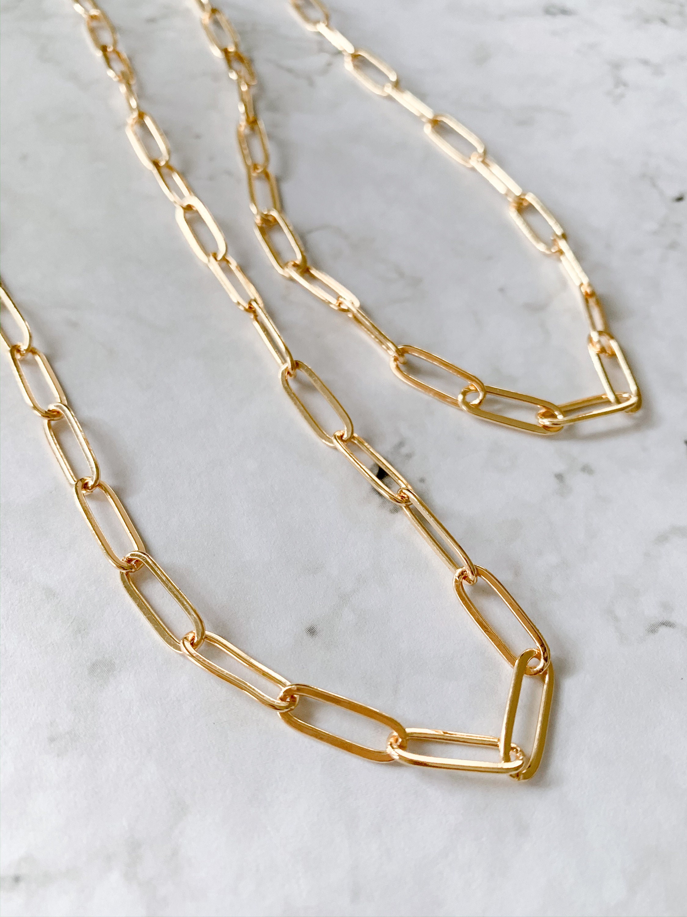 Paperclip Chain Necklace Gold-Plated 16 | Etsy