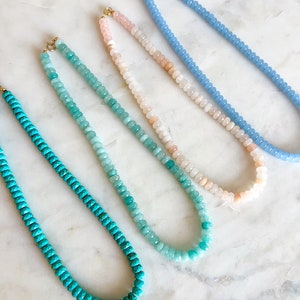 Original Collection — Gemstone Necklaces: Turquoise, Light Pink, Periwinkle