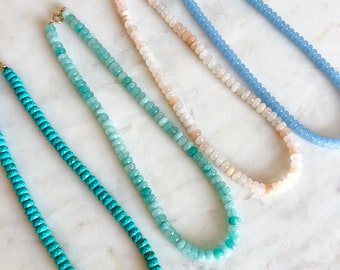 Original Collection — Gemstone Necklaces: Turquoise, Light Pink, Periwinkle