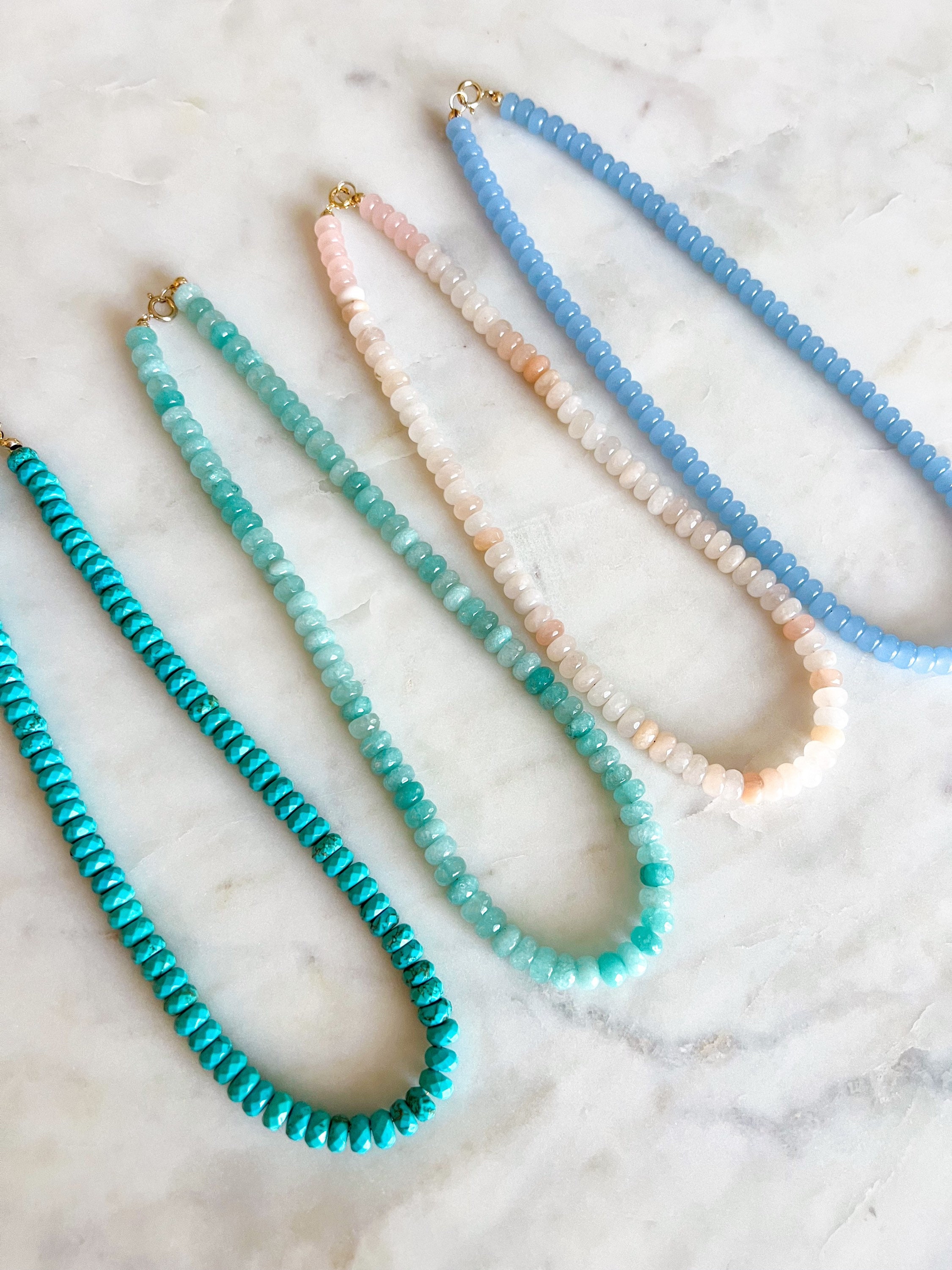 Original Collection — Gemstone Necklaces: Turquoise, Light Pink, Periwinkle