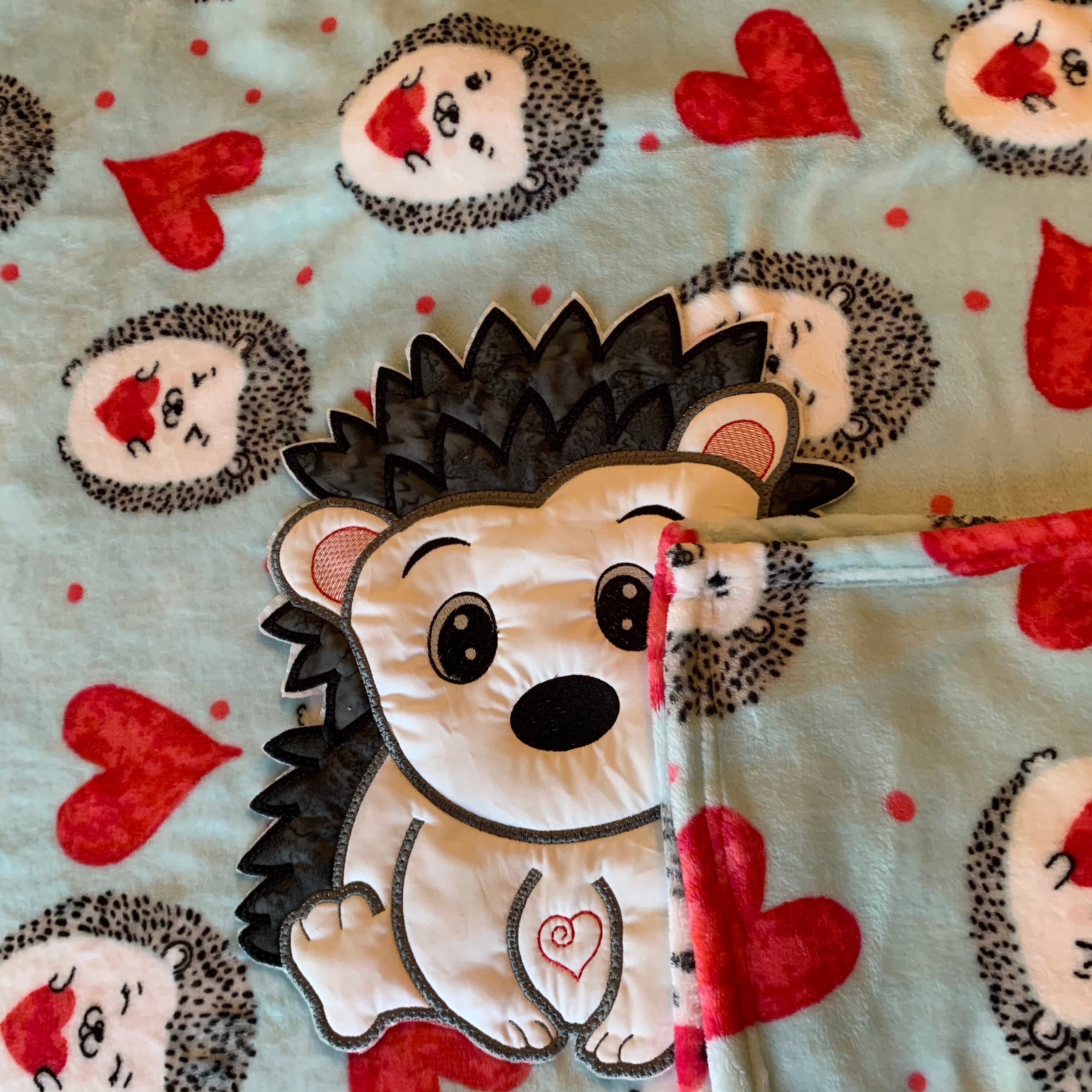 Personalized Hedgehog Minky Fleece Blanket Throw Embroidered Etsy