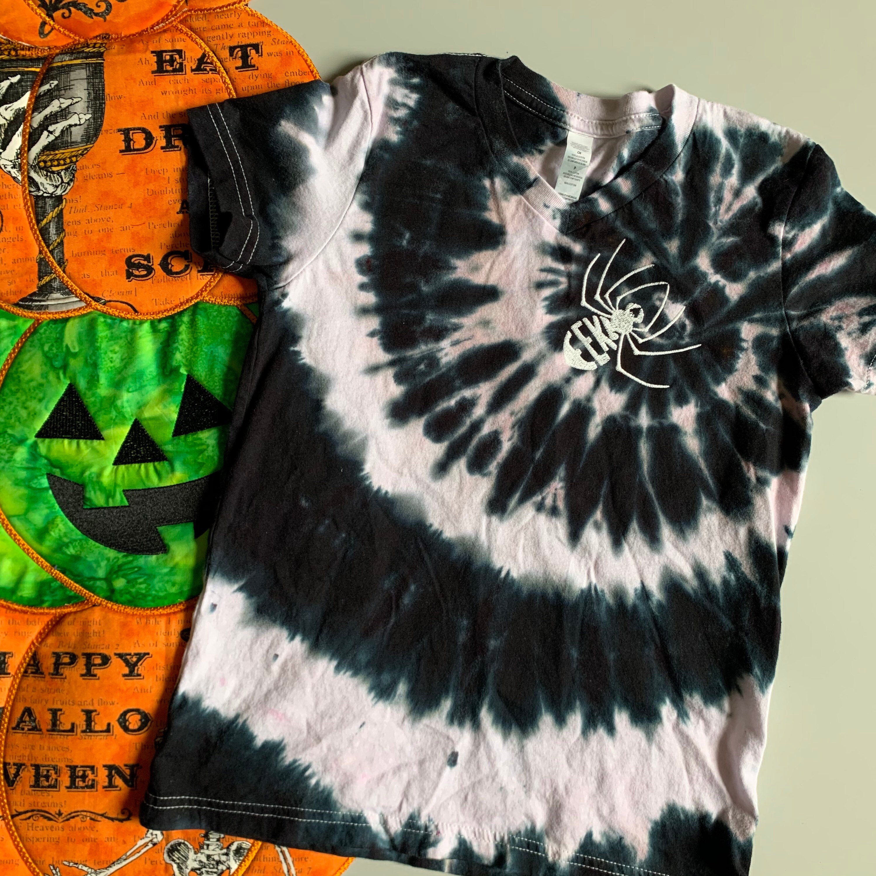 Tie Dye Halloween Shirt for Kids Black and White Spiral Spooky Etsy