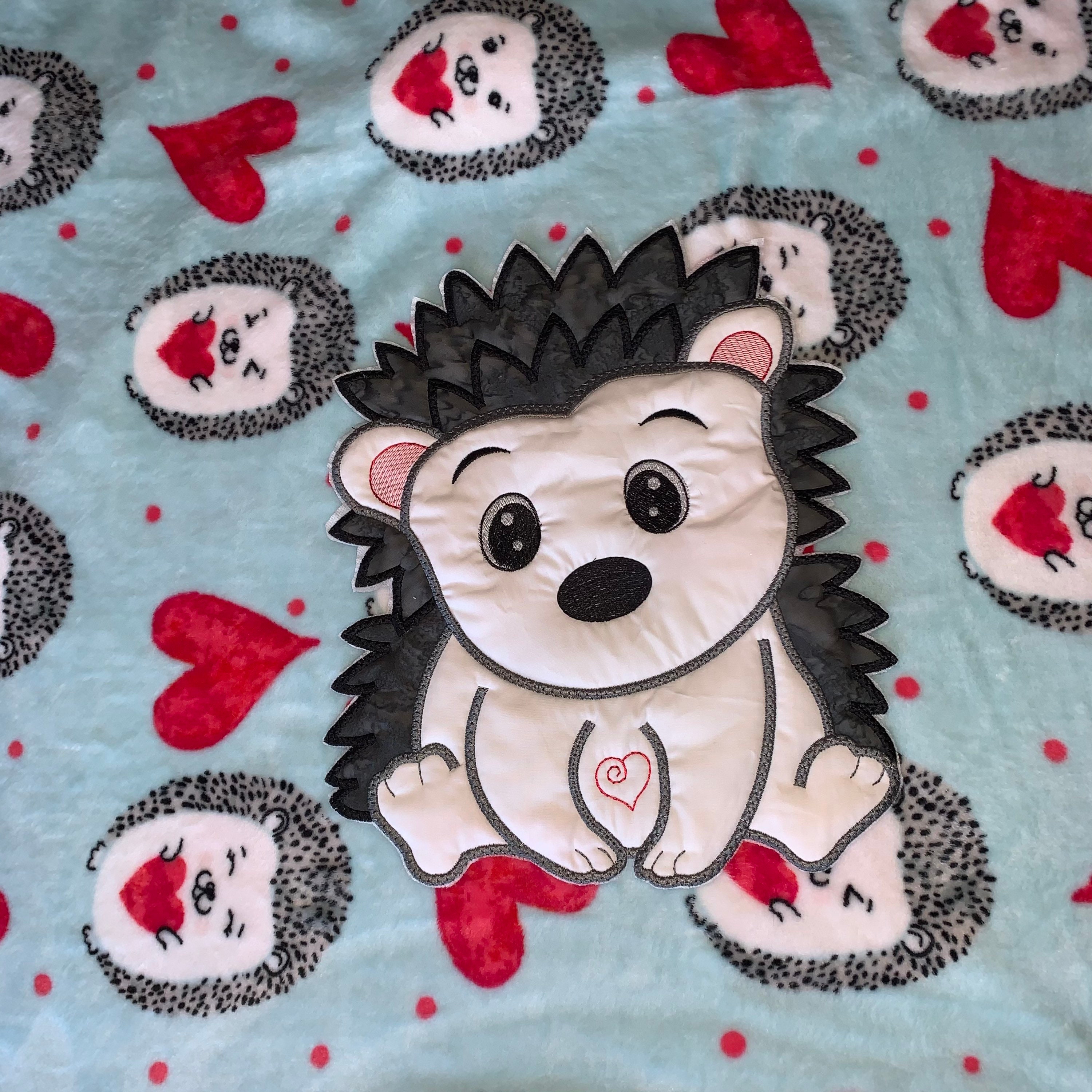 Personalized Hedgehog Minky Fleece Blanket Throw Embroidered Etsy