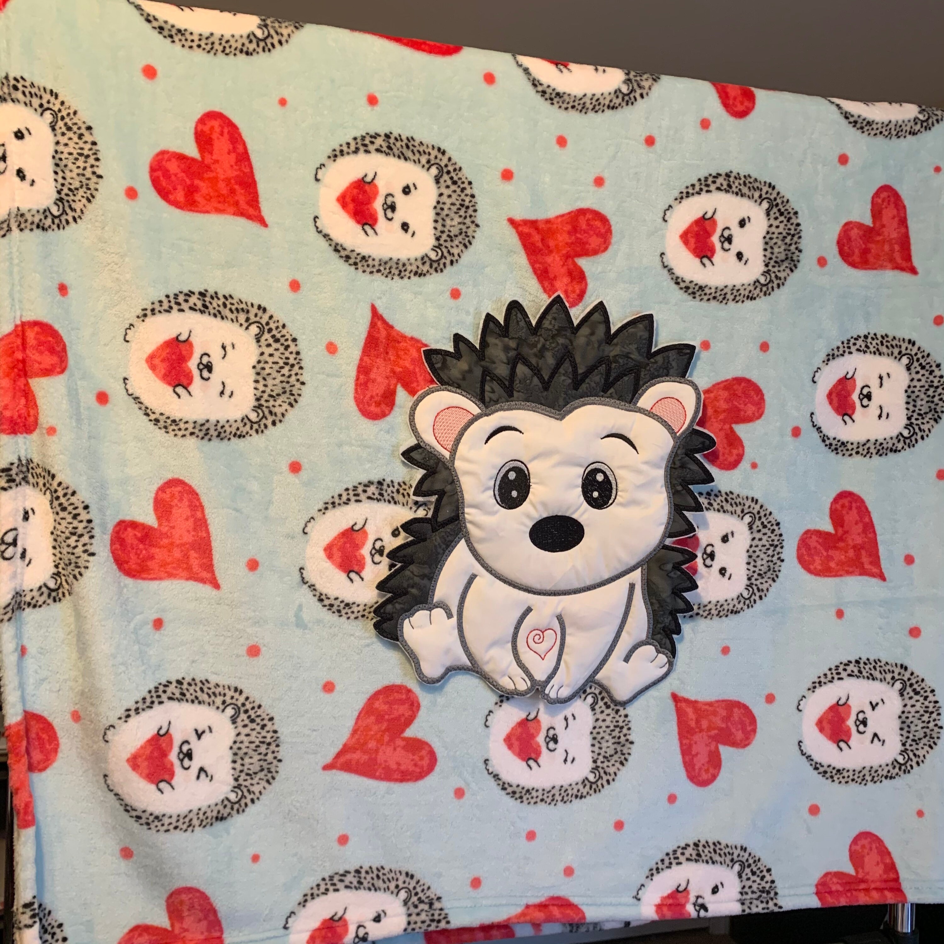 Personalized Hedgehog Minky Fleece Blanket Throw Embroidered Etsy