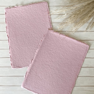 Handmade Card in Vintage Pink.  PACK OF 5 SHEETS.  Recycled cotton rag card with deckled edge.  Acid Free.  300gsm